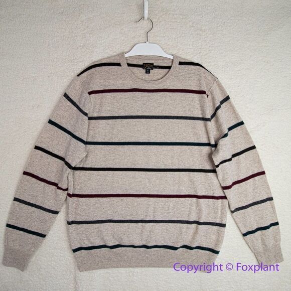 NEW J. Crew men's Cashmere sweater in stripe, Hthr Birch Multi Stripe,‎ XL - Picture 4 of 16